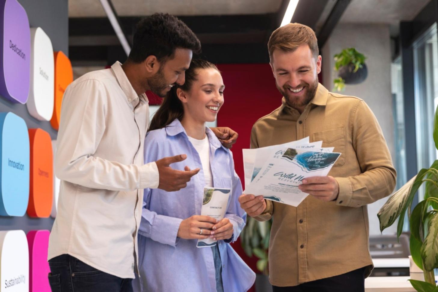 Grupa uczestników podczas prezentacji swoich projektów społecznych